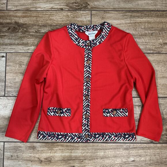 Multicolor Red Skirt Suit Set 2 Pieces Made USA 12 - Picture 9 of 16